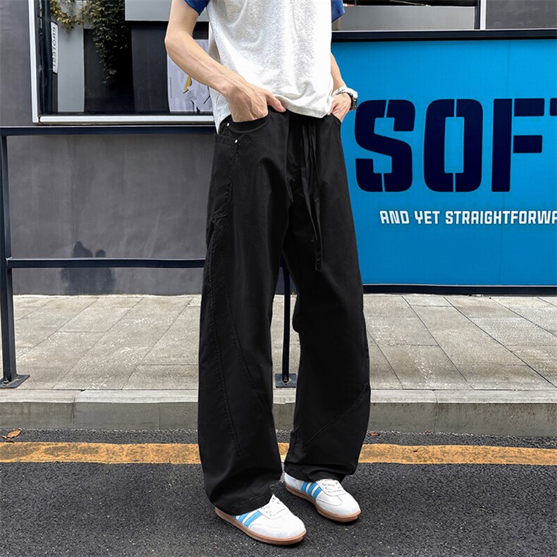 特批P35无差价夏季高街拼接防风防水宽松运动百搭弯刀裤男K5780,男装休闲裤,电商A001