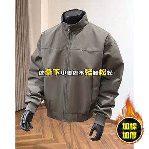 现货秋冬季美拉德立领飞行立领夹克boxy廓形棉衣高街加厚加棉外套图片
