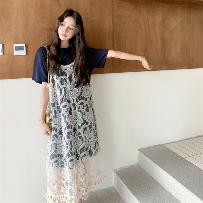 巨好看流苏罩衫连衣裙套装2025新款女夏季穿搭法式独特绝美吊带裙,女装连衣裙,2C166