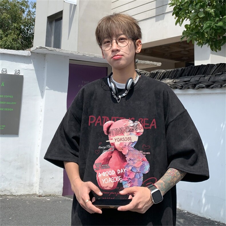 电商DSA028-DTLP2404特P19量大优供视频重磅麂皮绒短袖t恤男,男装T恤,电商A028