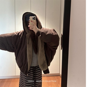 两面穿现货重磅短款座山雕棉衣男女双面穿毛毛绒棉服加厚外套图片