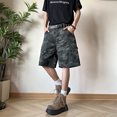 美式迷彩工装短裤男夏季潮牌vibe宽松直筒中裤休闲过膝五六分裤子，男装牛仔裤，星座410-6（原星座1304-1）