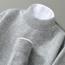 羊毛30%兔绒20%套头男士半高领长袖商务绅士，男装针织衫/毛衣，枫宸羊绒