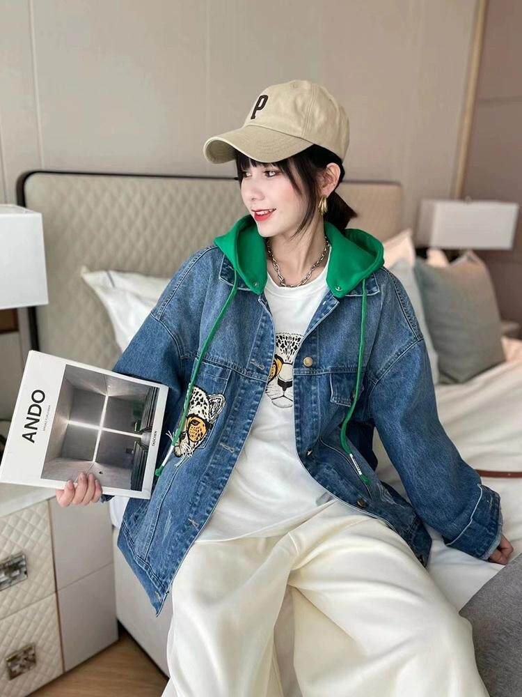 牛仔拼针织帽外套，其它，艾依佳人