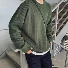 纯色多色毛线衣慵懒软糯潮原宿bf情侣学生宽松打底外穿百搭针织衫，男装T恤，星座506A