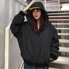 现货美式宽松复古条纹豹纹连帽棉服外套男5039特P100，男装棉衣，星座205-3