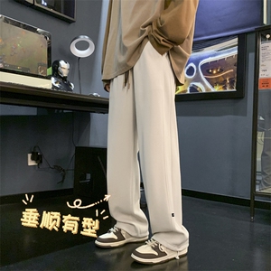 新款韩版潮流休闲垂感直筒裤男士抗皱华夫格长裤子K932特批32