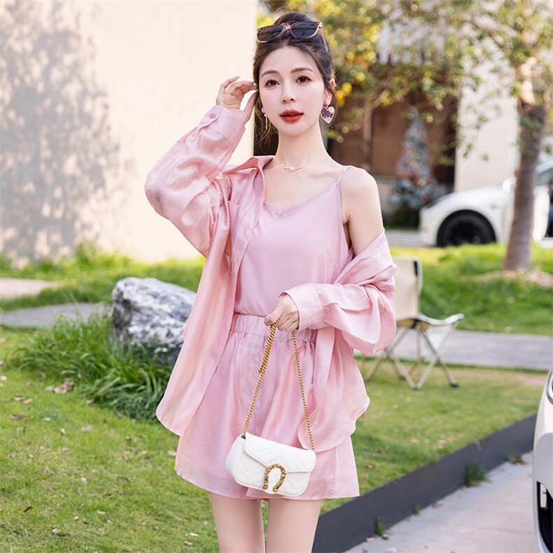 短裤套装女2025夏新款小个子休闲时尚欧货显瘦遮肉职业防晒三件套,女装套装/套裙,韩蜜菓