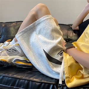 拼接刺绣短裤男夏季潮牌直筒五分裤美式设计感潮流百搭宽松休闲裤图片
