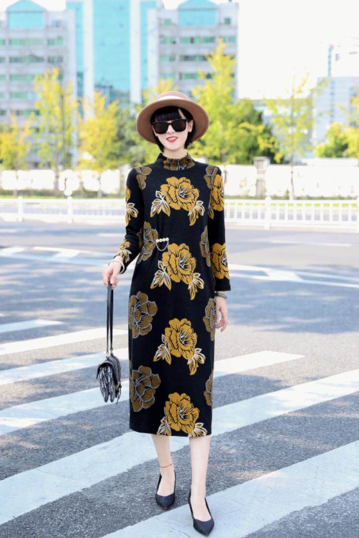 气质小高领连衣裙貂绒含羊毛，女装连衣裙，澳洛菲