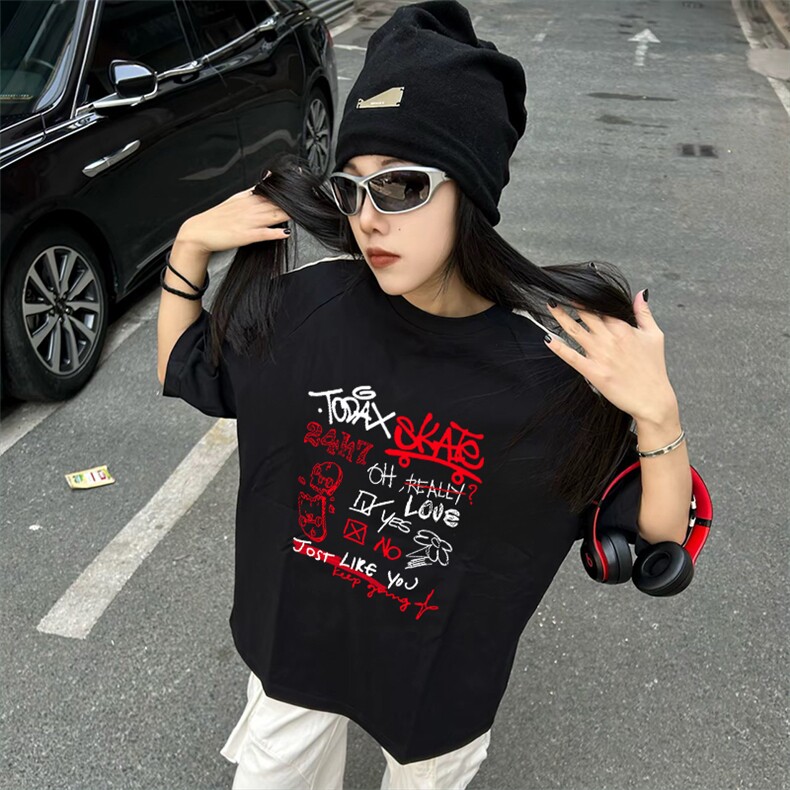 抖音得物高品质二开240克宽松纯棉美式潮牌三条杠织带短袖T恤,男装T恤,电商A486-1