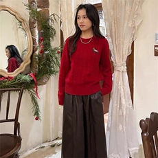 2025年秋季时尚百搭简约休闲彩虹绞花毛衣，女装针织衫/毛衣，珍珑羊绒