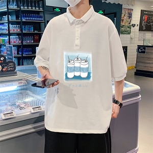 PL57148-P35 翻领短袖polo衫男大码胖子半袖t恤男有领保罗衫 模特图片