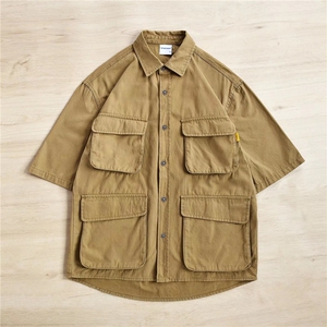 多口袋短袖衬衫男夏季加肥加大码宽松休闲工装半袖寸衣LS133 P43图片