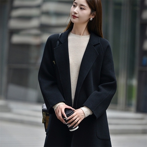 2024秋冬季新款羊毛呢子大衣女中长款宽松大衣图片