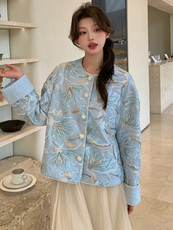 璀璨刺绣短外套女重工钉珠上衣2025春季新款轻奢风拼接别致夹克衫，女装短外套，浙宝208A