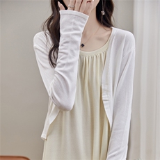 时尚冰丝防晒开衫女薄款针织外套百搭空调衫外搭披肩短款坎肩罩衫，女装针织衫/毛衣，暖姿羊绒