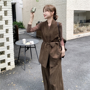 【现货】马甲阔腿裤麂皮绒两件套装2C327-9909P175控269图片