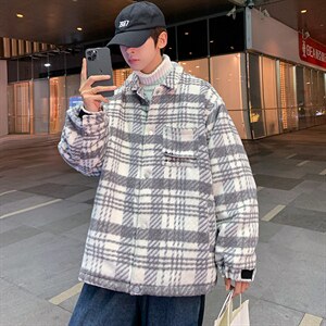 格子男春秋款ins港风炸街毛呢外套韩版潮流男呢子大衣 W1913-P72图片