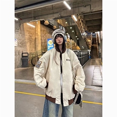 美式学院风刺绣宽松夹克外套女春秋新款飞行员棒球服女小个子穿搭，女装短外套，星座506A