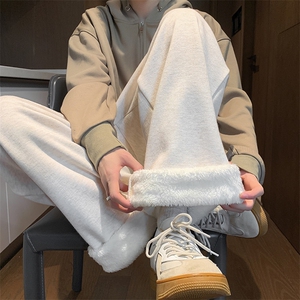 8XL-M特大码工装加绒裤男纯色宽松裤卫裤休闲基础款K995P65图片