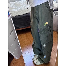 【现货】DA8208-特批68花朵刺绣伞兵工装裤女男春秋多口袋长裤潮，男装牛仔裤，星座603-2