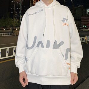 港风可爱字母印花连帽卫衣男秋冬季加绒套头衫A090-WY50 p65 限88图片
