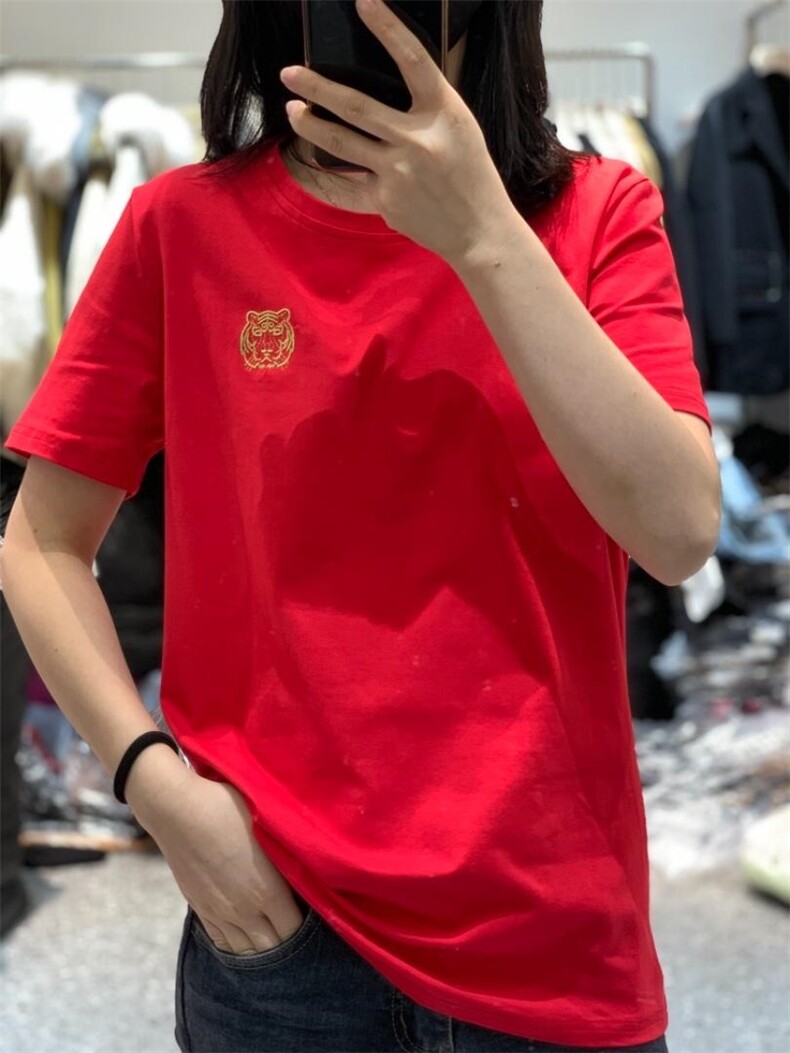 夏季新款时尚简约设计百搭老虎印花图案短袖T恤,女装T恤,L·H·X