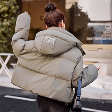 2025冬装新款时尚潮流简约气质优雅连帽羽绒服，女装羽绒服，米雪儿