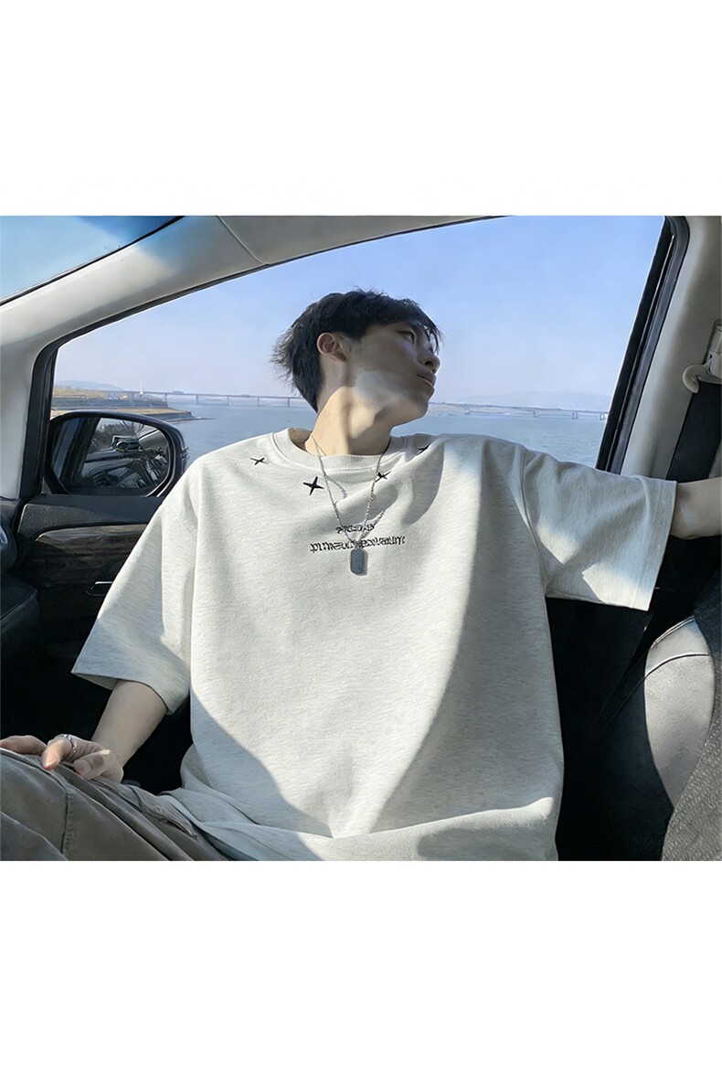2026美式重磅冰感字母刺绣短袖T桖春夏DX2602特P28控59,男装T恤,电商B208