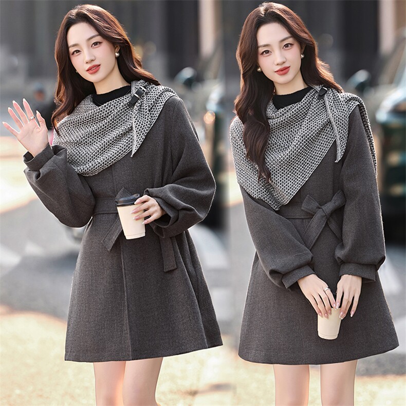 （现货）欣贝拉2025年冬季休闲淑女气质风格毛呢大衣夹棉加厚款，女装毛呢外套，欣贝拉