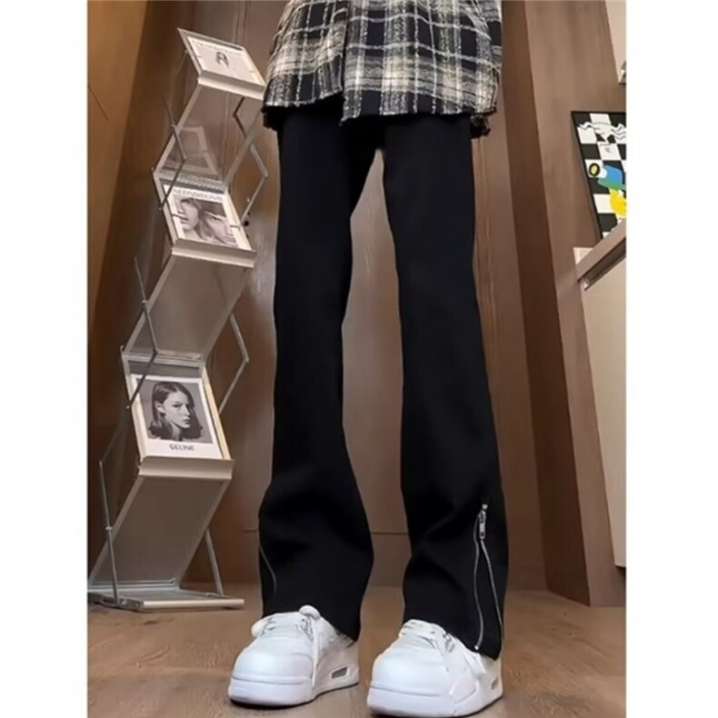 加绒加厚冬款男女牛仔裤微喇叭侧边拉链保暖休闲长裤NK8001P45,男装牛仔裤,星座1013-1