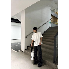 垫肩短袖T恤半拉链设计感半袖打底衫小众男T59网络图，男装T恤，星座1116A（原606A-3）