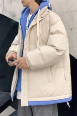 假两件连帽设计感百搭情侣港风棉衣M062-P70控158，男装棉衣，星座717