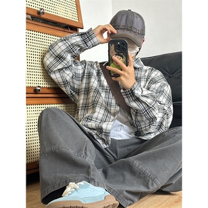 2025潮流格子衬衫男港风休闲长袖外套青少年男装 CS275-P35图片
