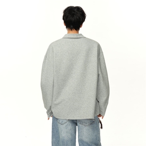 ！2025秋冬新款男士重工刺绣翻领长袖百搭卫衣WY18特P30图片