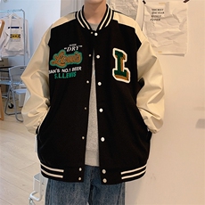 港风上衣夹克宽松落肩拼色棒球服外套JK710-P65，男装夹克，星座1204-3