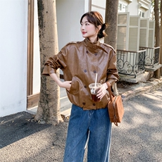 新款皮衣外套已出货9508P175K288，女装短外套，2C095