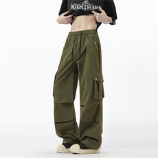 2025春夏新款伞兵工装裤薄款美式多口袋褶皱大码休闲裤K5005-P35，男装休闲裤，电商042