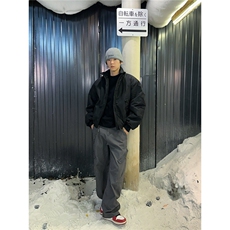 网图美式夹克棉服立领短款夹棉紫色外套棉衣A025-QY16048-P80，男装夹克，电商A025