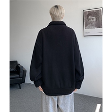 WY10180-特P65重磅美式可翻领大码立领绒感半拉链卫衣外套，女装短外套，电商A059