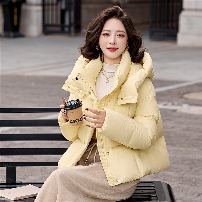 短款连帽立领羽绒服女冬2025新款韩版休闲小个子90白鸭绒加厚保暖,女装羽绒服,辉之琳