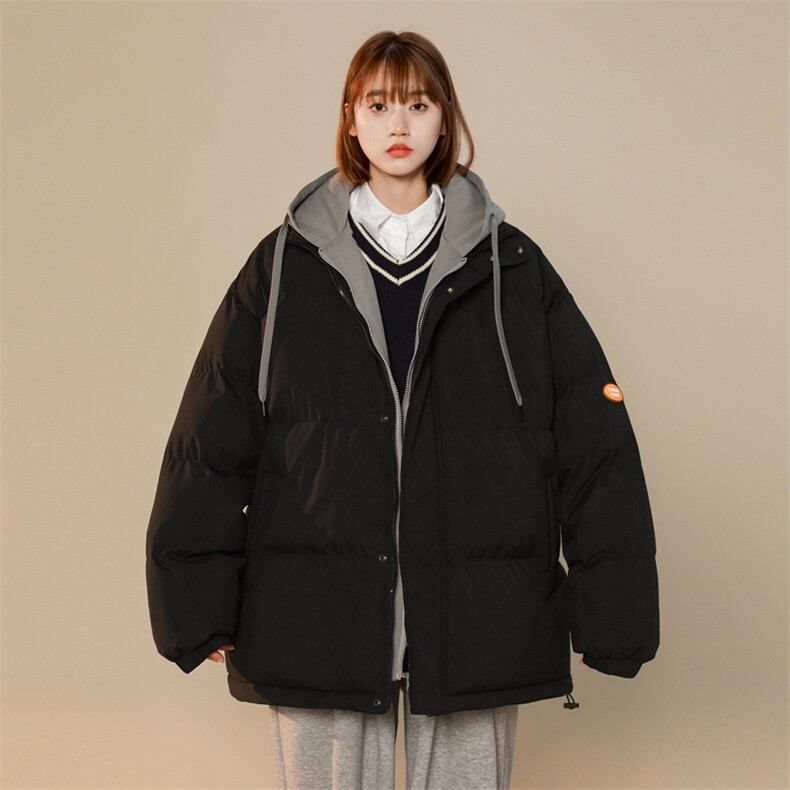 棉衣男士新款冬季加厚假两件羽绒棉服潮牌面包服男女棉袄保暖外套,男装棉衣,电商A409-1