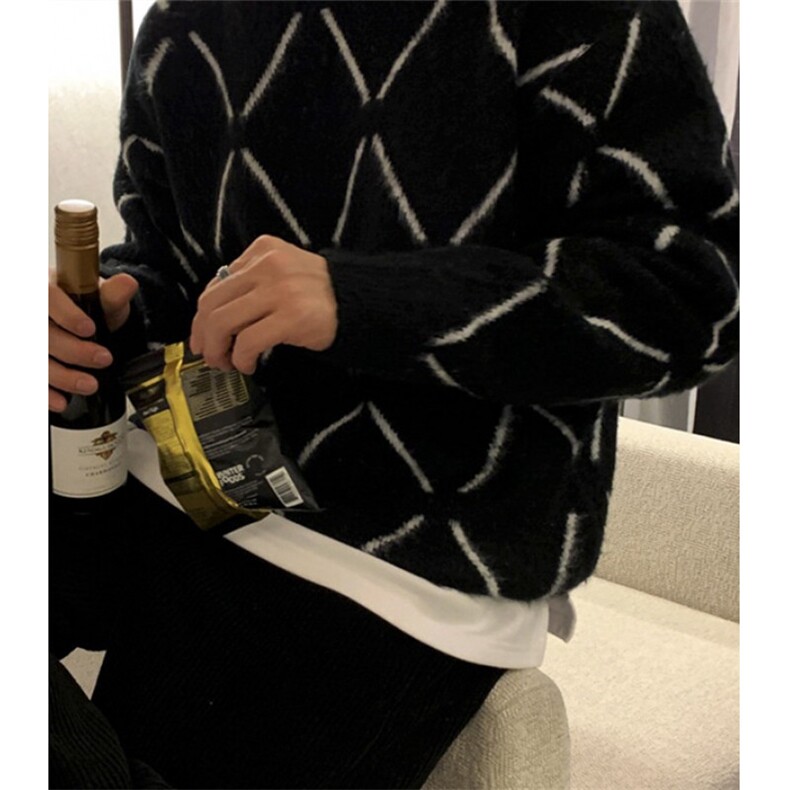 东大门男女款圣诞慵懒OS几何图案马海毛绒套头毛衣针织衫MB096,男装针织衫/毛衣,星座1116A（原606A-3）
