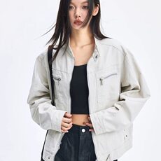 复古哈灵顿水洗帆布夹克美式街头风立领休闲外套男女LJK89688-p78，男装夹克，星座1008