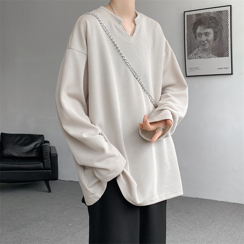 8XL-M长袖打底衫T恤V领针织体恤麦穗条卫衣加肥加大码TX3102特P35,男装T恤,电商B238
