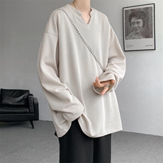 8XL-M长袖打底衫T恤V领针织体恤麦穗条卫衣加肥加大码TX3102特P35，男装T恤，电商B238