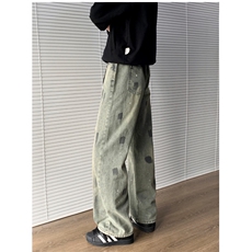 复古休闲做旧牛仔裤百搭款垂感宽松阔腿拖地牛仔裤男，男装牛仔裤，星座410-6（原星座1304-1）