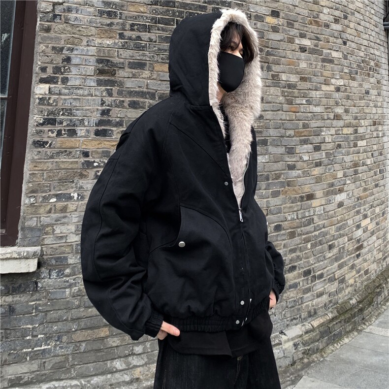 图美式毛领座山雕夹克棉服男冬季加厚短款工装外套加厚特p90,男装夹克,电商C307