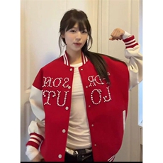 【现货】DW1013-P95美式街头撞色珍珠宽松百搭棒球服夹克外套女潮，男装夹克，星座603-2